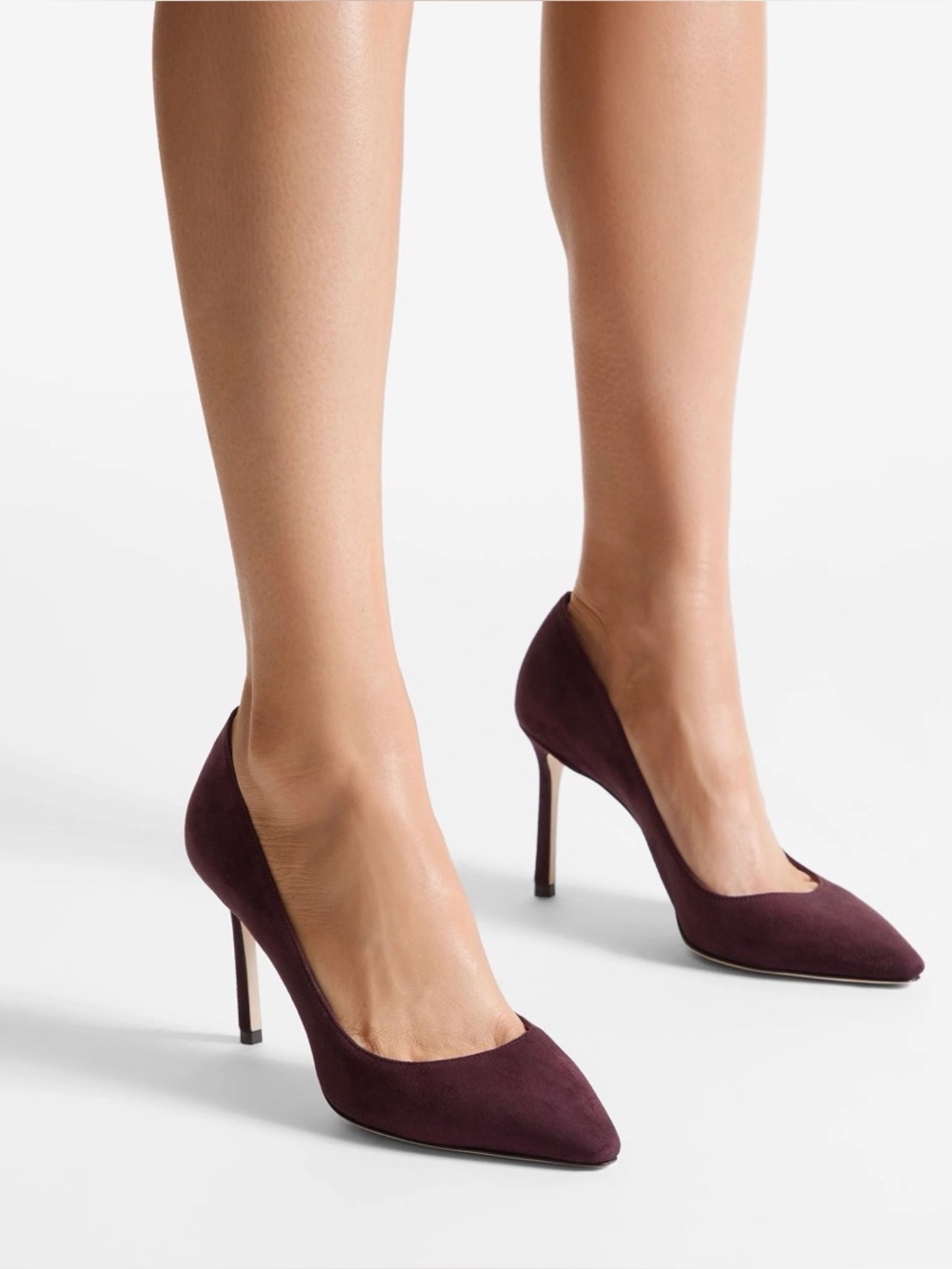 Jimmy Choo Romy 85 Deep Merlot Tonal Suede Pumps size 8.5 M
